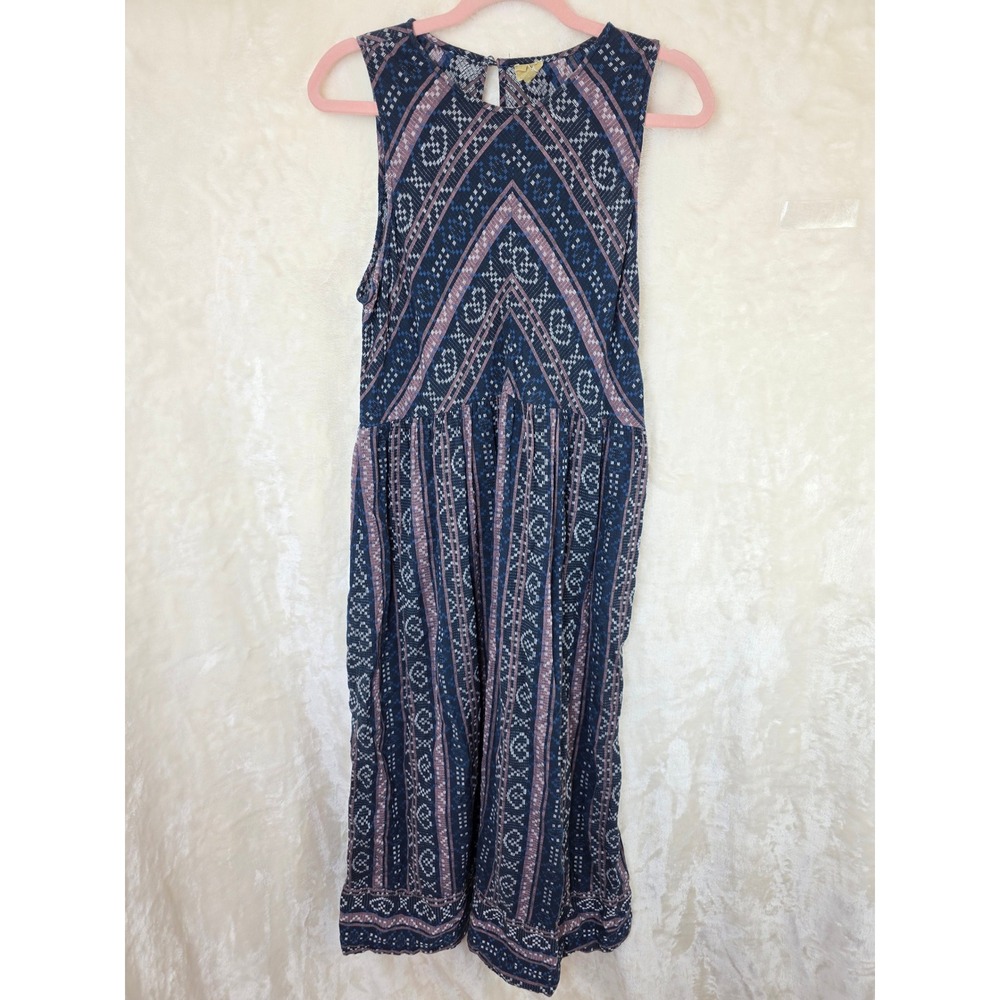True Craft Sleeveless Maxi Dress Womens XL Navy Print Western Festival